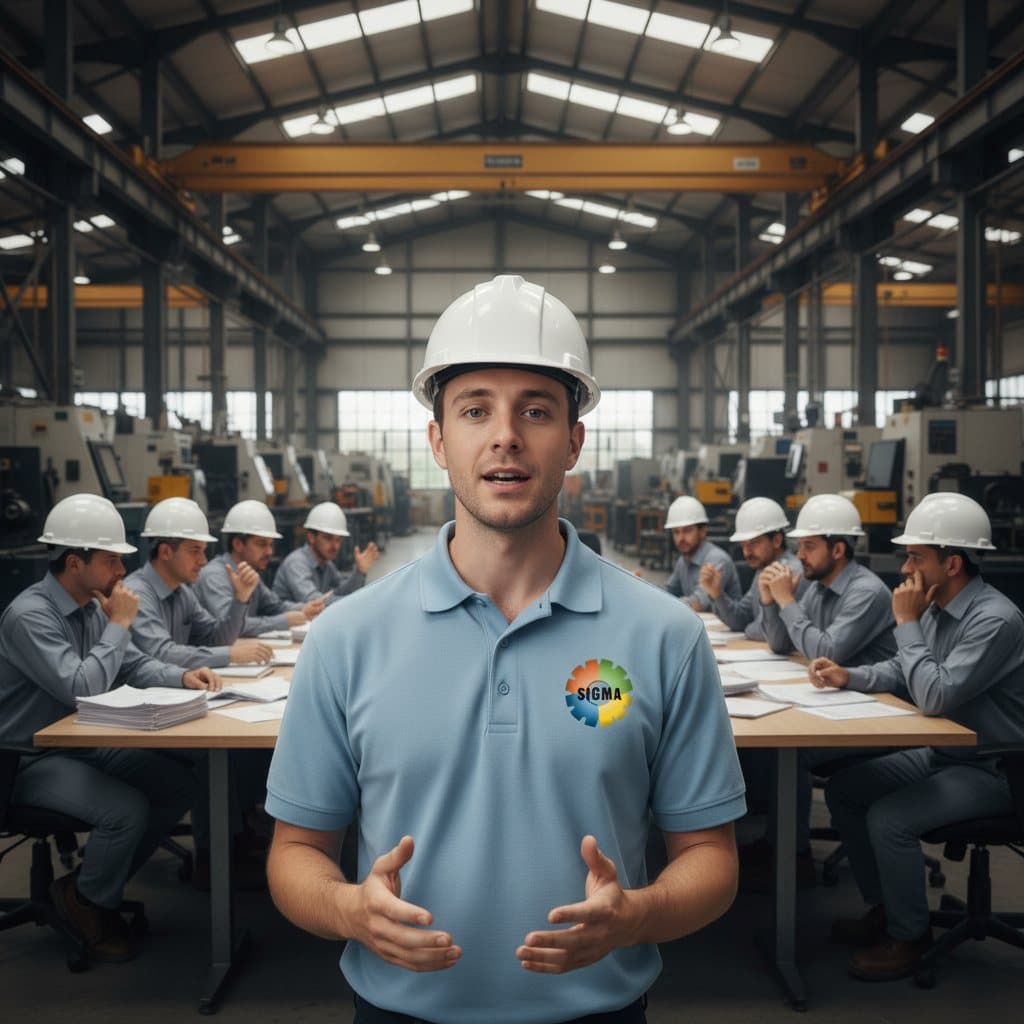 Especialista da Rede Industrial em chão de fábrica industrial acompanhando a operação de manutenção