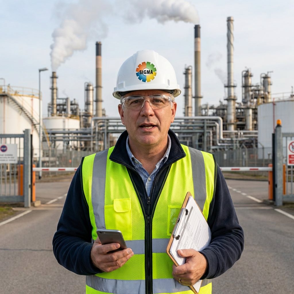 Engenheiro com o SIGMA em refinaria
