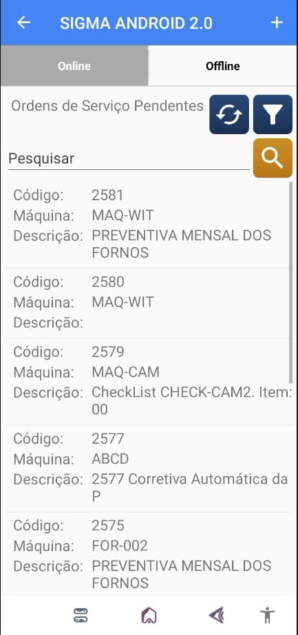 Aplicativo SIGMA — Ordens de Serviço no celular