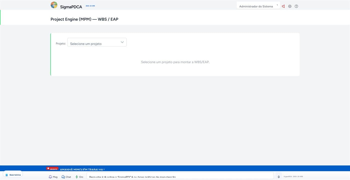 Estrutura do projeto (WBS) — SIGMA CMMS